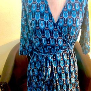 Banana Republic Navy Blue Jersey Knit Stretch Gemma Belted Wrap Dress M